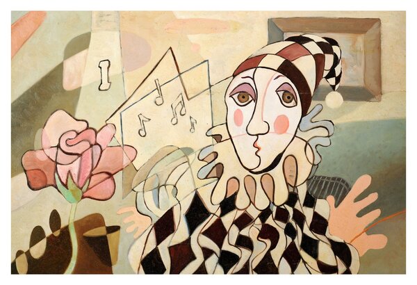 Obraz - Kubizmus - harlequin and rose (90x60 cm)