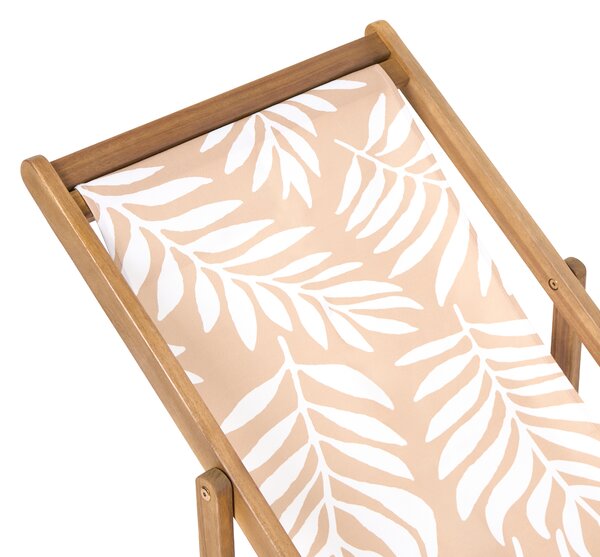 Sada 2 náhradných látkových poťahov na záhradné ležadlo béžová vzor listov polyester plážová stolička