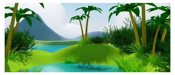 Obraz - Jazerá v jungli (120x50 cm)