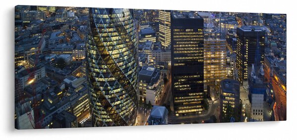 Obraz - Večerná panoráma Londýna (120x50 cm)