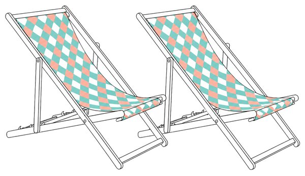 Sada 2 náhradných látkových poťahov na záhradné ležadlo zelená geometrický vzor polyester plážová stolička