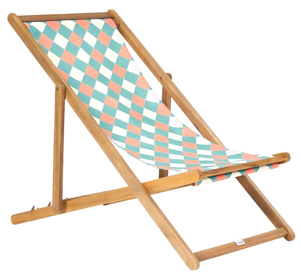Sada 2 náhradných látkových poťahov na záhradné ležadlo zelená geometrický vzor polyester plážová stolička