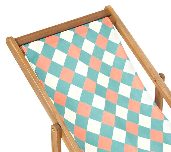Sada 2 náhradných látkových poťahov na záhradné ležadlo zelená geometrický vzor polyester plážová stolička