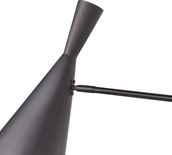 Nástenná lampa čierna oceľová 1 svetlo kužeľové tienidlo nastaviteľné rameno moderný industriálny štýl obývacia izba spálňa