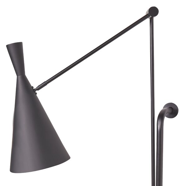 Nástenná lampa čierna oceľová 1 svetlo kužeľové tienidlo nastaviteľné rameno moderný industriálny štýl obývacia izba spálňa