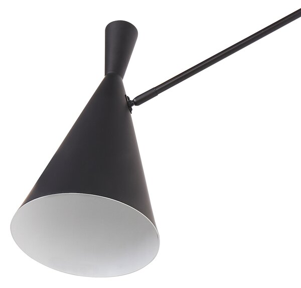 Nástenná lampa čierna oceľová 1 svetlo kužeľové tienidlo nastaviteľné rameno moderný industriálny štýl obývacia izba spálňa