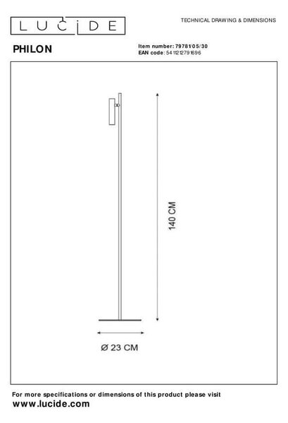 Lucide 79781/05/30 LED stojaca lampa Philon 1x4,5W | 3000K