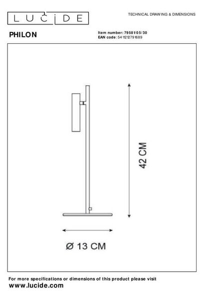 Lucide 79581/05/30 LED stolná lampa Philon 1x4,5W | 3000K