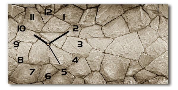 Vodorovné Sklenené hodiny na stenu Stena z kamenia