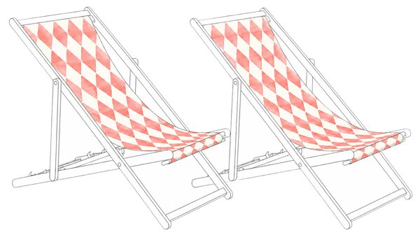Sada 2 náhradných látkových poťahov na záhradné ležadlo svetločervená geometrický vzor polyester plážová stolička