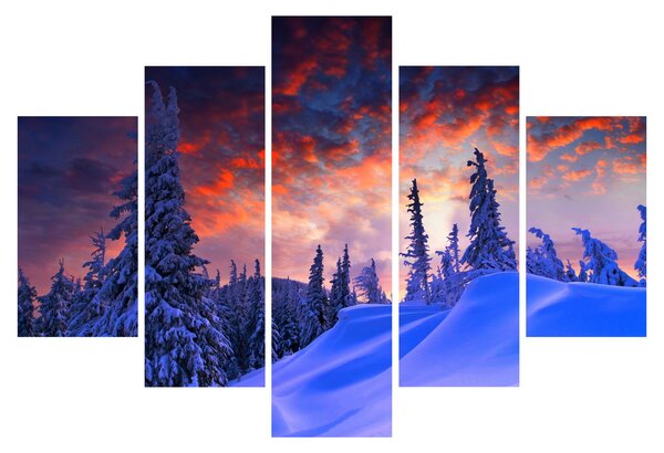 Obraz - Zimný súmrak (150x105 cm)