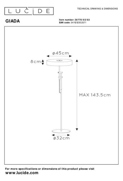 Lucide 30770/02/02 stojaca lampa Giada 2x40W | E27