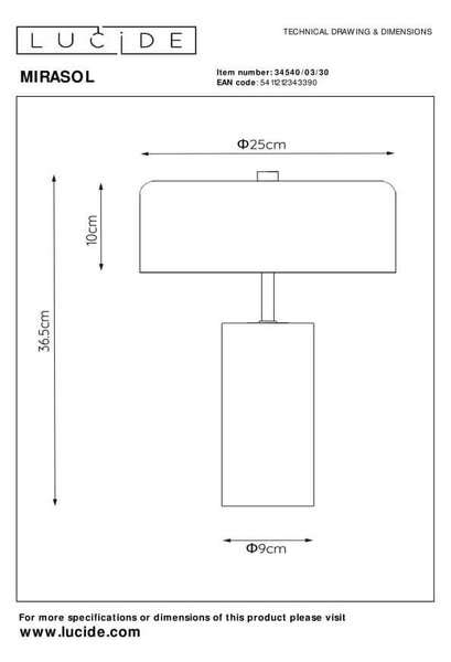 Lucide 34540/03/30 stolná lampička Mirasol 3x7W | G9 - čierny mramor