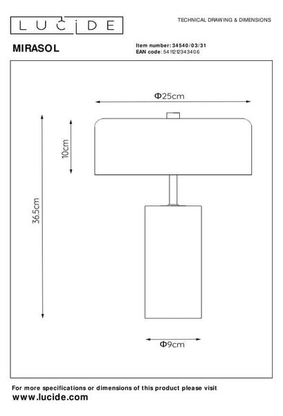 Lucide 34540/03/31 stolná lampička Mirasol 3x7W | G9 - biely mramor