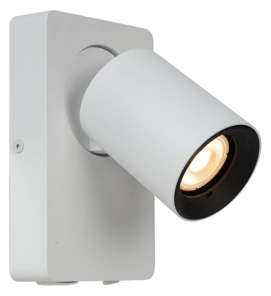 Lucide 09929/06/31 nástenná bodová lampa Nigel 1x5W | LED GU10 | 320lm | 3000K - žiarovka je súčasťou balenia, biela, nastaviteľná, vypínač na tele