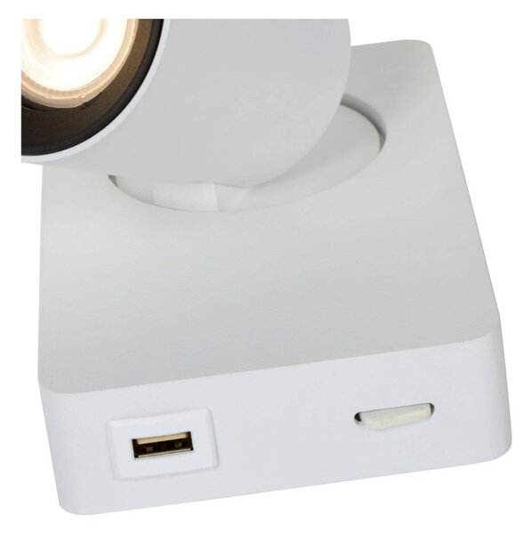 Lucide 09929/06/31 nástenná bodová lampa Nigel 1x5W | LED GU10 | 320lm | 3000K - žiarovka je súčasťou balenia, biela, nastaviteľná, vypínač na tele