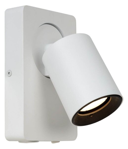 Lucide 09929/06/31 nástenná bodová lampa Nigel 1x5W | LED GU10 | 320lm | 3000K - žiarovka je súčasťou balenia, biela, nastaviteľná, vypínač na tele