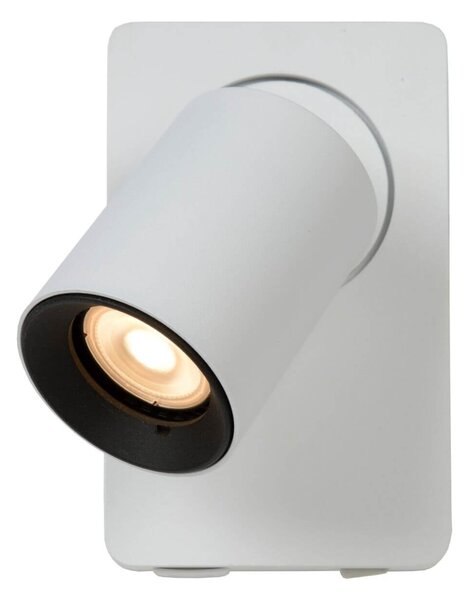 Lucide 09929/06/31 nástenná bodová lampa Nigel 1x5W | LED GU10 | 320lm | 3000K - žiarovka je súčasťou balenia, biela, nastaviteľná, vypínač na tele