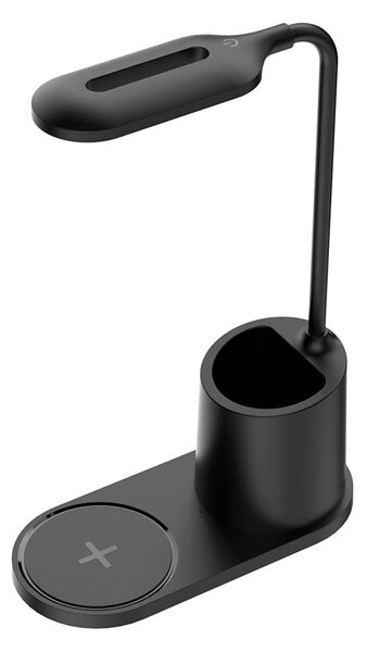 LED Stolná lampa LED/3W/5V s bezdrôtovým nabíjaním čierna