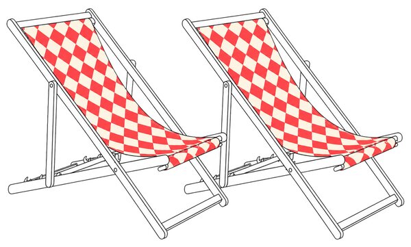 Sada 2 náhradných látkových poťahov na záhradné ležadlo červená geometrický vzor polyester plážová stolička