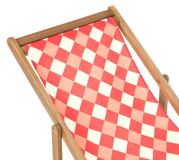 Sada 2 náhradných látkových poťahov na záhradné ležadlo červená geometrický vzor polyester plážová stolička