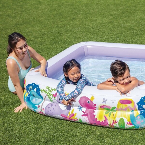 Intex Detský nafukovací bazénik so strieškou DINO - fialový INTEX 57470