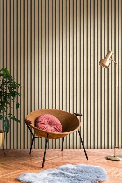 A.S. Création | Vliesová tapeta na stenu Wooden Wall 78627-2 | 0,53 x 10,05 m | zlatá, čierna
