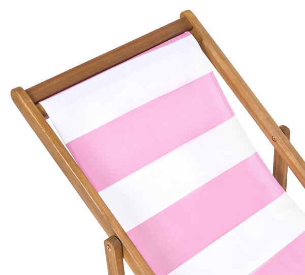 Sada 2 náhradných látkových poťahov na záhradné ležadlo ružový pruhovaný vzor polyester plážová stolička