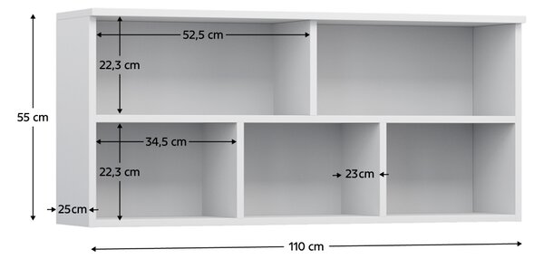 KONDELA Závesná polica, biela, ABS hrany, FIERA NEW