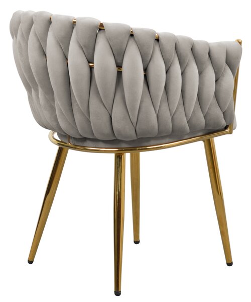 KONDELA Jedálenské kreslo, sivohnedá Taupe Velvet látka/gold chróm zlatý, DEILA