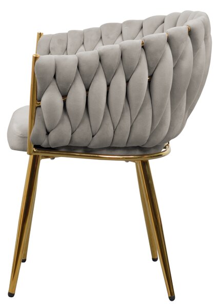 KONDELA Jedálenské kreslo, sivohnedá Taupe Velvet látka/gold chróm zlatý, DEILA