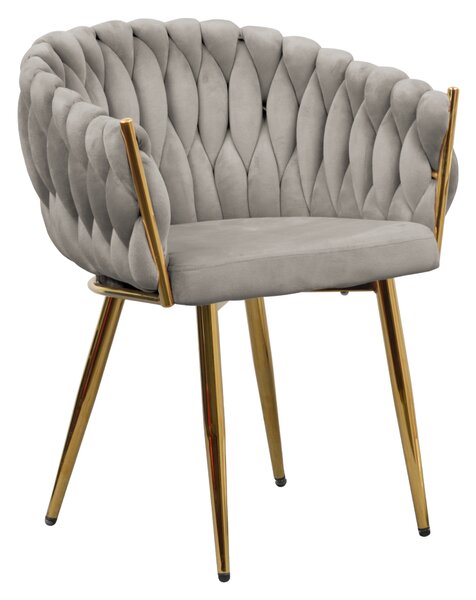KONDELA Jedálenské kreslo, sivohnedá Taupe Velvet látka/gold chróm zlatý, DEILA