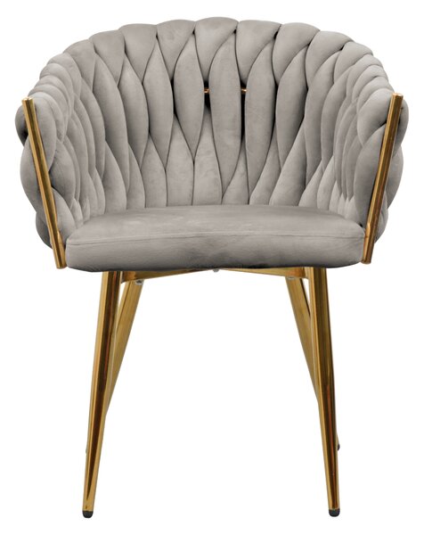 KONDELA Jedálenské kreslo, sivohnedá Taupe Velvet látka/gold chróm zlatý, DEILA