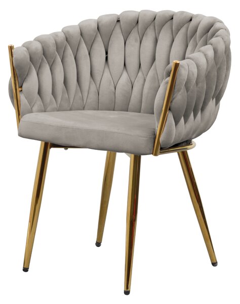 KONDELA Jedálenské kreslo, sivohnedá Taupe Velvet látka/gold chróm zlatý, DEILA