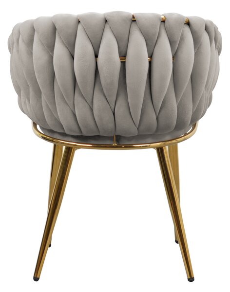 KONDELA Jedálenské kreslo, sivohnedá Taupe Velvet látka/gold chróm zlatý, DEILA