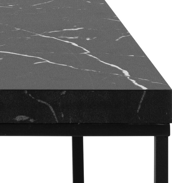 Čierny konferenčný stolík s doskou v dekore mramoru 55x110 cm Barossa – Actona