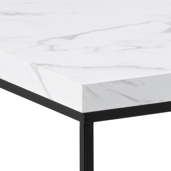 Biely konferenčný stolík s doskou v dekore mramoru 55x110 cm Barossa – Actona