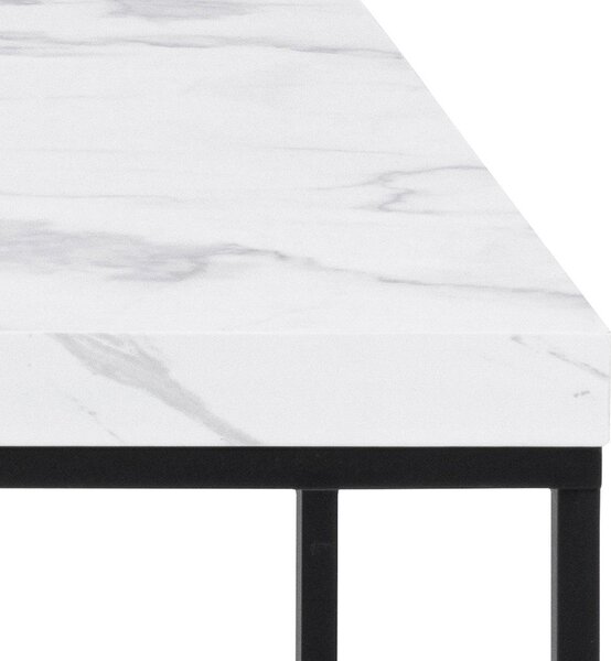 Biely konferenčný stolík s doskou v dekore mramoru 55x110 cm Barossa – Actona