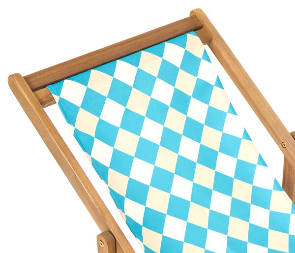 Sada 2 náhradných látkových poťahov na záhradné ležadlo modrá geometrický vzor polyester plážová stolička