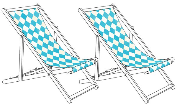 Sada 2 náhradných látkových poťahov na záhradné ležadlo modrá geometrický vzor polyester plážová stolička