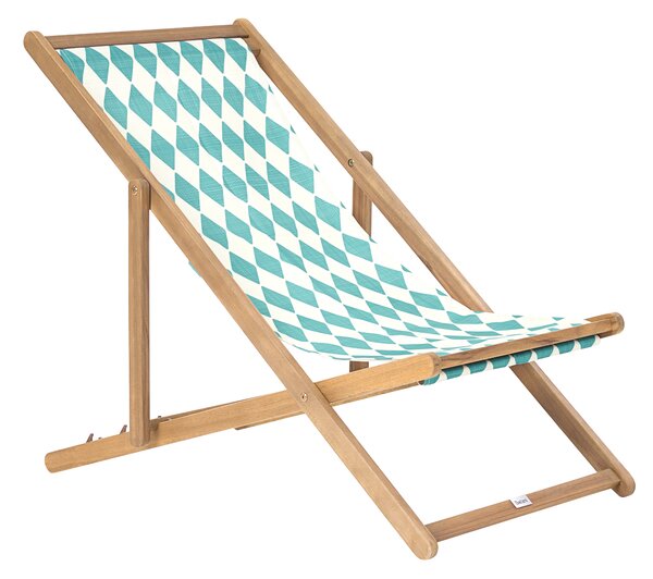 Sada 2 náhradných látkových poťahov na záhradné ležadlo tyrkysová geometrický vzor polyester plážová stolička