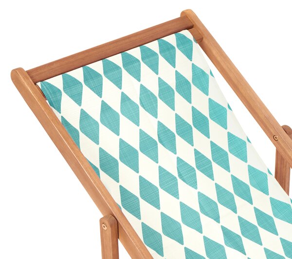 Sada 2 náhradných látkových poťahov na záhradné ležadlo tyrkysová geometrický vzor polyester plážová stolička