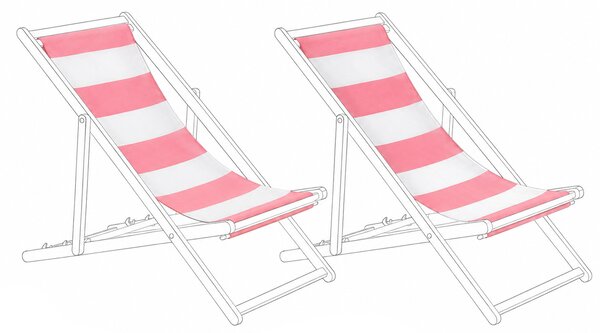 Sada 2 náhradných látkových poťahov na záhradné ležadlo červený pruhovaný vzor polyester plážová stolička