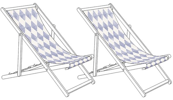 Sada 2 náhradných látkových poťahov na záhradné ležadlo sivá geometrický vzor polyester plážová stolička