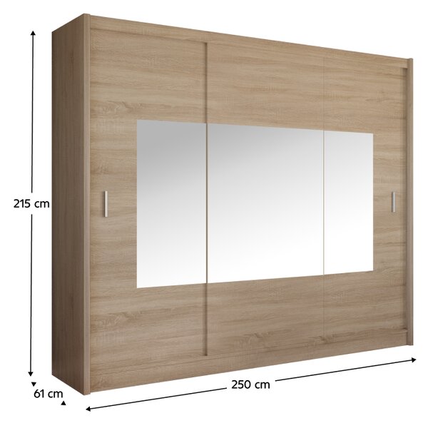 KONDELA Skriňa s posuvnými dverami, dub sonoma, 250x215, MADRYT