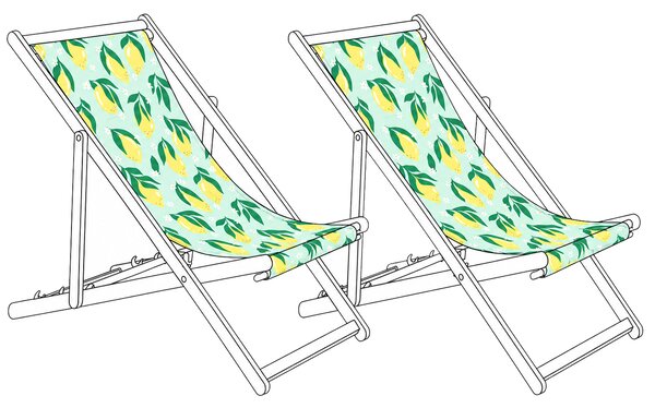 Sada 2 náhradných látkových poťahov na záhradné ležadlo viacfarebná vzor citrónov polyester plážová stolička