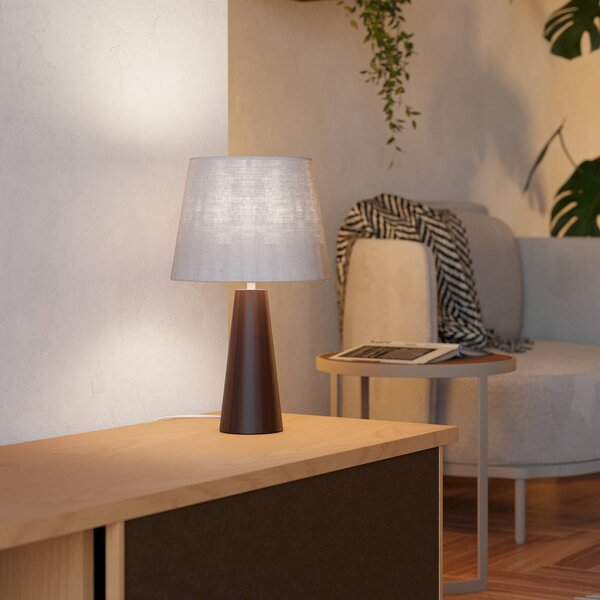 EGLO Stolová lampa Patemisco, hnedá/prírodná, oceľ, textil, výška 41 cm, Hnedá / hrdzavá, Obývacia izba / jedáleň, kov, Stojacie svietidlo
