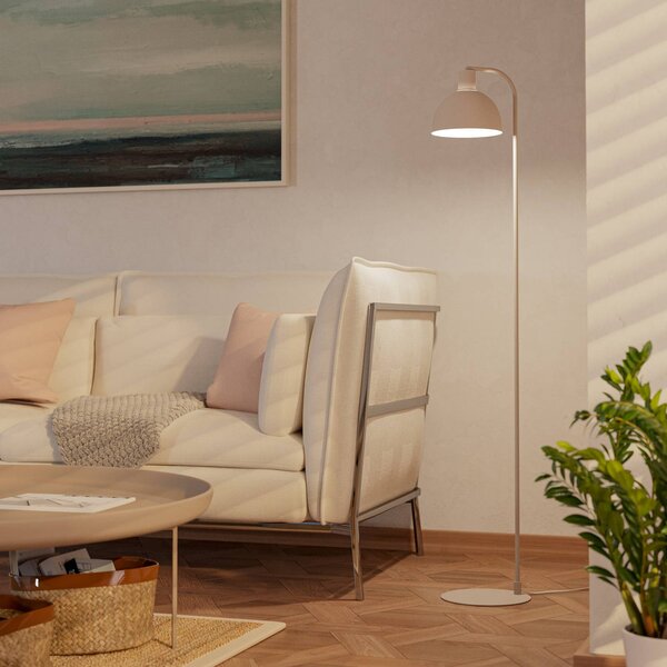 EGLO Stojacia lampa Cazalilla, pieskovo béžová, kov, výška 149 cm, Krémová / jantárovo žltá, Obývacia izba / jedáleň, kov, Stojaca lampa