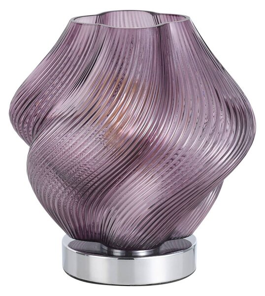 EGLO Stolová lampa Meliciano, fialová, sklo, výška 23 cm, E27, Fialová / ružová, Obývacia izba / jedáleň, Sklo, Stojacie svietidlo