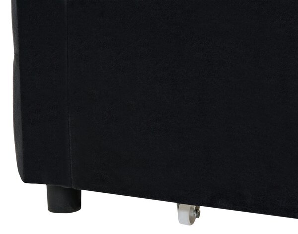 Posteľ čierna zamatové čalúnenie jednolôžko 90 x 200 cm lamelový rošt zásuvky úložný priestor moderný štýl